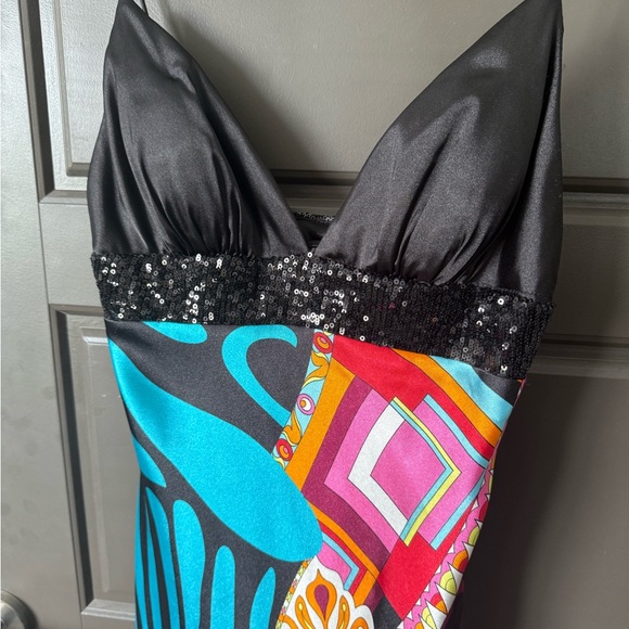 Faviana Black and Multicolor Maxi Dress - Picture 2 of 4